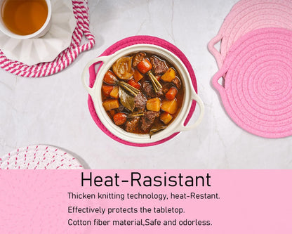 7.3" Pink Trivets for Hot Dishes,Pot Holders for Kitchen,Hot Pads for Kitchen,Kitchen Island Decor,Stylish Kitchen Decor,Kitchen Essentials & Accessories,Heat Resistant Mat