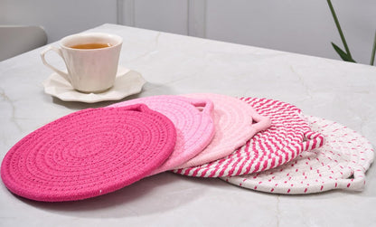 7.3" Pink Trivets for Hot Dishes,Pot Holders for Kitchen,Hot Pads for Kitchen,Kitchen Island Decor,Stylish Kitchen Decor,Kitchen Essentials & Accessories,Heat Resistant Mat