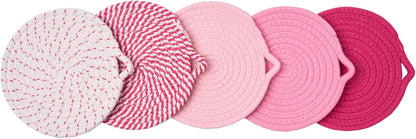 7.3" Pink Trivets for Hot Dishes,Pot Holders for Kitchen,Hot Pads for Kitchen,Kitchen Island Decor,Stylish Kitchen Decor,Kitchen Essentials & Accessories,Heat Resistant Mat
