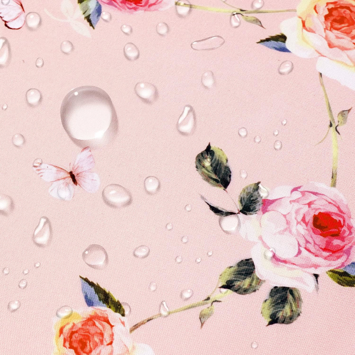 Pink Floral Tablecloth Decoration Tablecloths, Pink Rose Rosette Butterfly Table Covers, Waterproof Table Cover for Dinner Kitchen Party Holiday Decor 60"x 84" Oblong/Rectangle