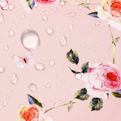 Pink Floral Tablecloth Decoration Tablecloths, Pink Rose Rosette Butterfly Table Covers, Waterproof Table Cover for Dinner Kitchen Party Holiday Decor 60"x 84" Oblong/Rectangle