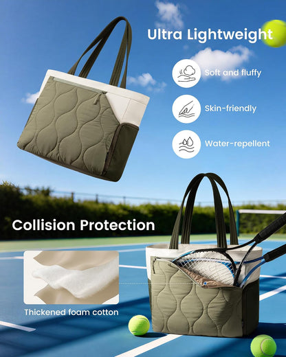 Tennis Gym Bag for Women - Tennis Tote Bag Holds 2 Rackets with Shoe Compartment & Wet Pocket, Water-Resistant Duffel Bags fits up to 15.6" Laptop for Travel