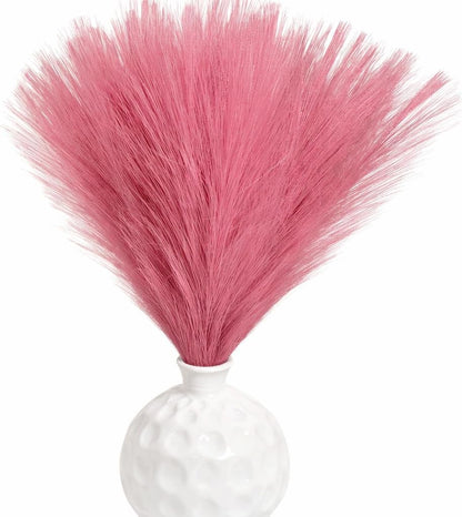Faux Pampas Grass, 6 Stems Artificial Pampas Grass Decor Flurry Pompous Grass for Small Vase Boho Home Decor/Wedding Arrangements/Rustic Decor 18''/45cm (Pink, 18 in)