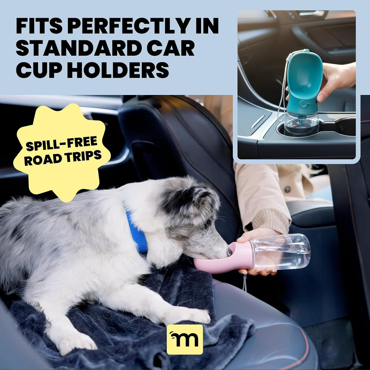 On the Go Dog Water Bottle - 12 oz Pink, Leak-Proof