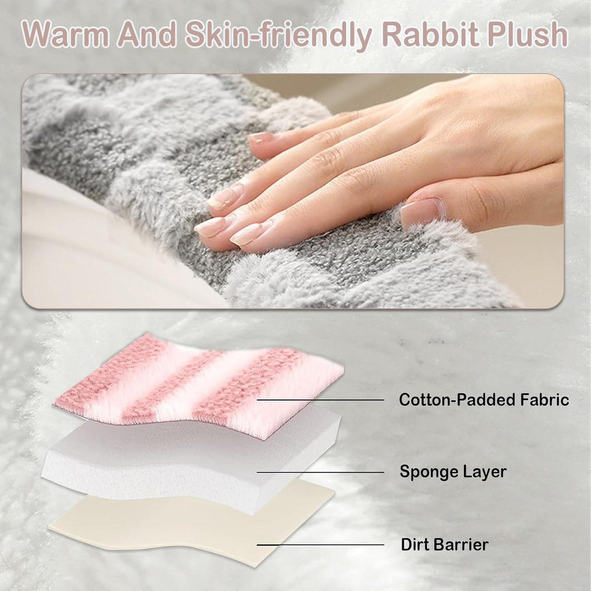 Thick and Warm Plush Toilet Seat Cover – Washable, Reusable Cushion with TPR Adhesive & Checkered Pattern for Comfort & Insulation (Pink)