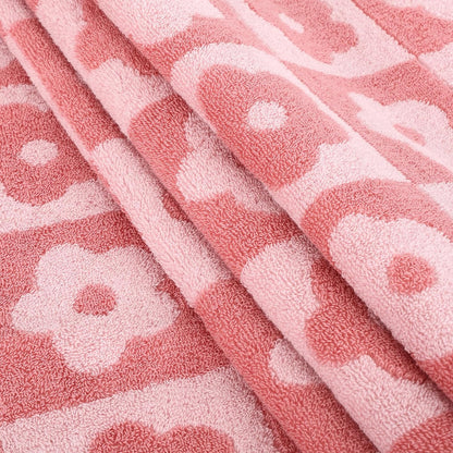 2 PCS Luxury Pink Bath Towels Checkered Floral, Pink Cute Towels for Women Girls Shower Body 27.5x55 Inches, Bathroom Decor & Pool Days, 100% Cotton Super Absorbent Shower Towels Soft (Pink)