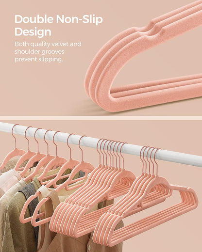 SONGMICS Velvet Hangers, Set of 50, Non-Slip, Space-Saving
