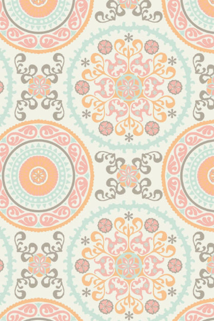 Pink Peach Pastel Mandala Design Notebook Journal Blank Wide Ruled Pages Paper Composition Book Daily Planner Notes