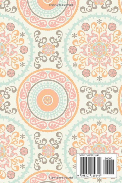 Pink Peach Pastel Mandala Design Notebook Journal Blank Wide Ruled Pages Paper Composition Book Daily Planner Notes