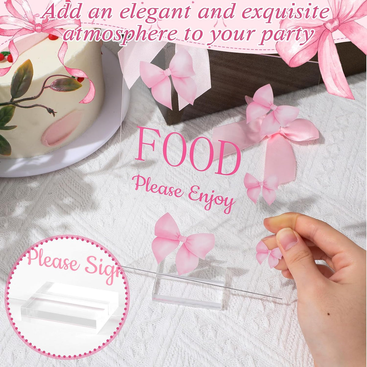 6 Pcs Pink Bow Baby Shower Table Decorations Pink Take One Acrylic Sign Coquette Thank You Sign Table Centerpieces with Stand Wedding Birthday Party Decor Supplies Favors for Guests Gift 5 x 7in