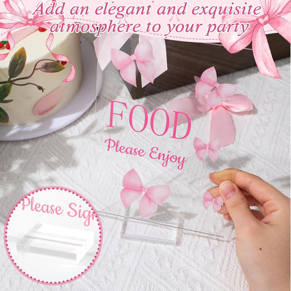 6 Pcs Pink Bow Baby Shower Table Decorations Pink Take One Acrylic Sign Coquette Thank You Sign Table Centerpieces with Stand Wedding Birthday Party Decor Supplies Favors for Guests Gift 5 x 7in