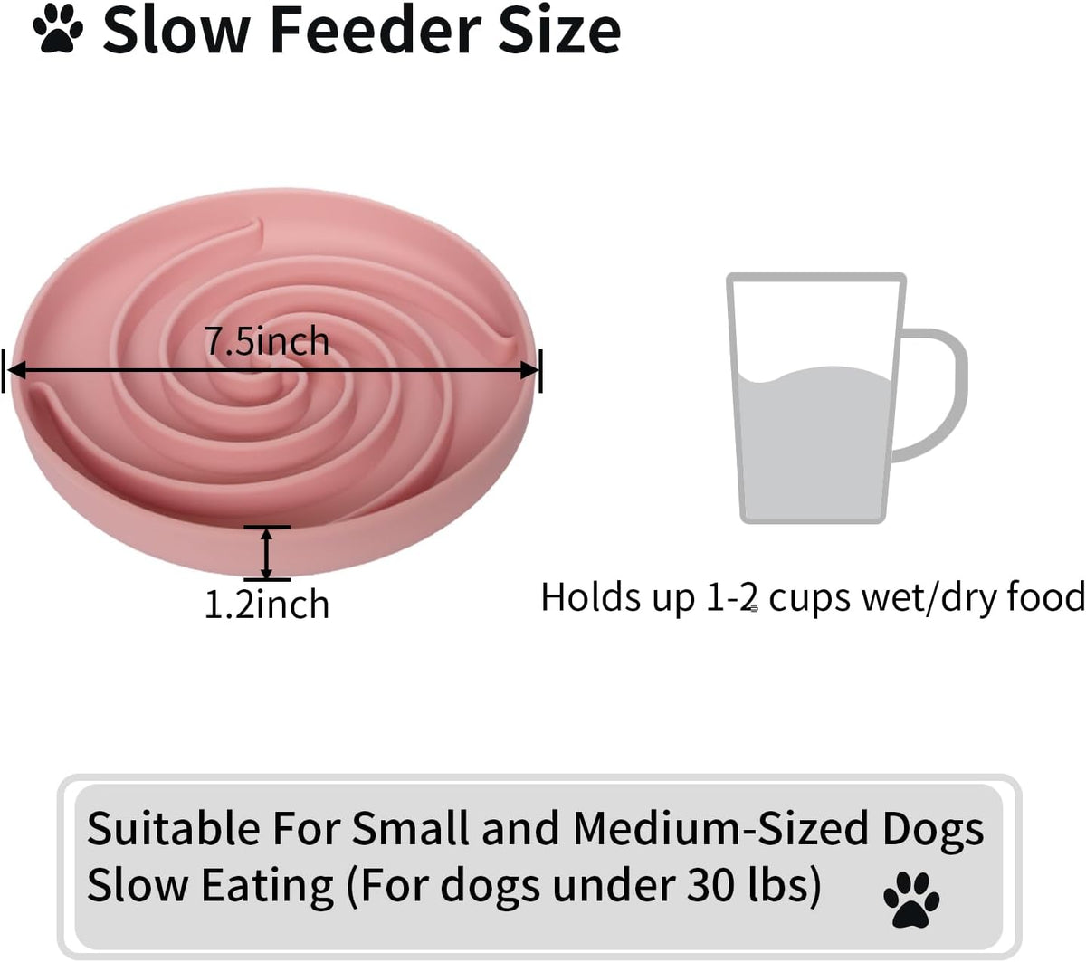 Slow Feeder Dog Bowls, Dishwasher Microwave Safe Silicone Puppy Puzzle Bowl with Non-Slip Design for Eating (Powder Pink)