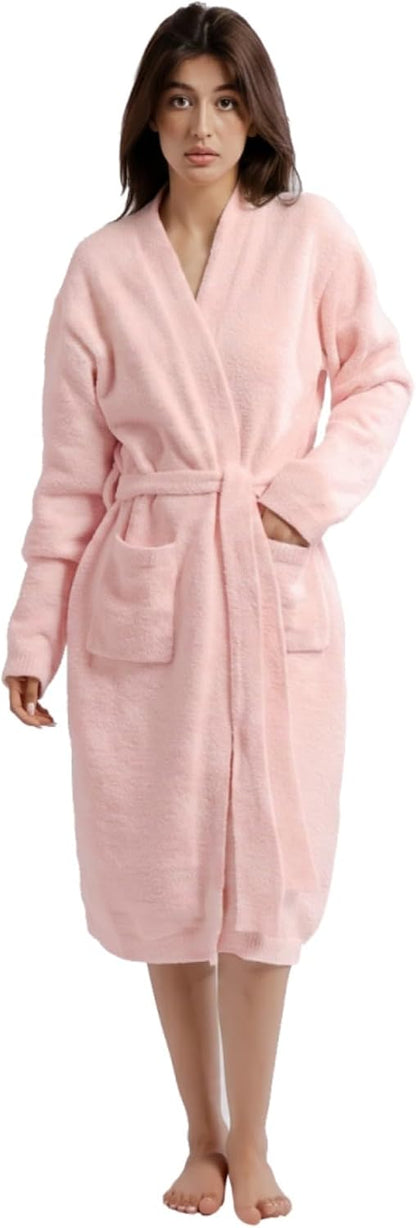 Women’s Robe Luxury Knit Bathrobe for Women Ultra-Soft Plush Fleece Robe, Cozy Spa-Like Longwear (One Size)