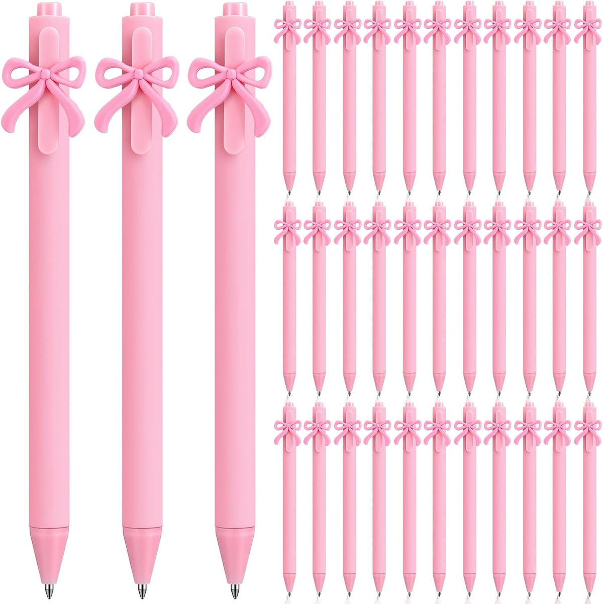 36 Pcs Pink Bow Pens Coquette Black Ink Birthday Ballpoint Bulk