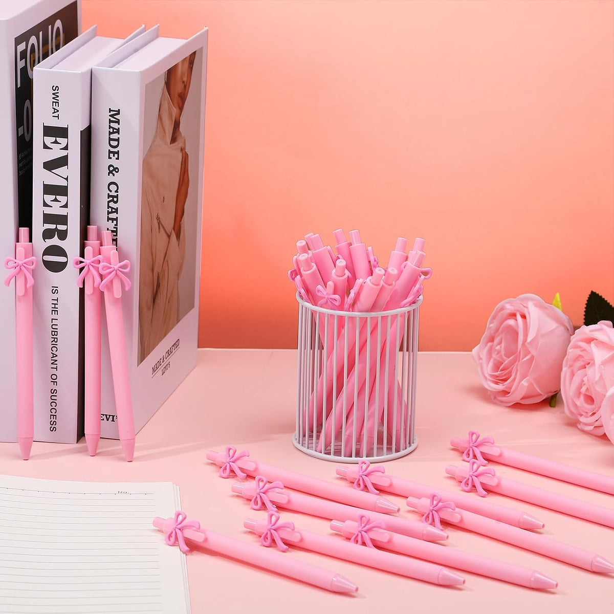 36 Pcs Pink Bow Pens Coquette Black Ink Birthday Ballpoint Bulk
