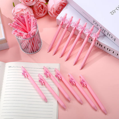 36 Pcs Pink Bow Pens Coquette Black Ink Birthday Ballpoint Bulk