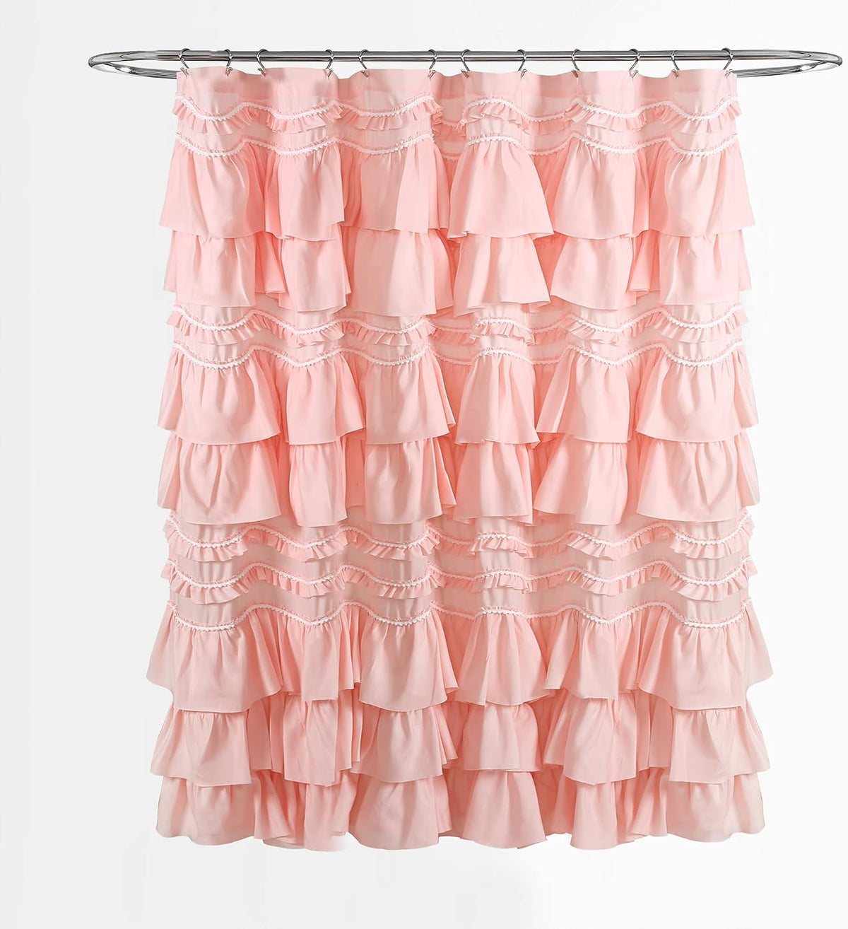 Kemmy Ruffled Shower Curtain, Single, 72" W x 72" L, Peachy Pink - Bathroom Curtain - Fabric Shower Curtains for Bathroom - Coquette Decor