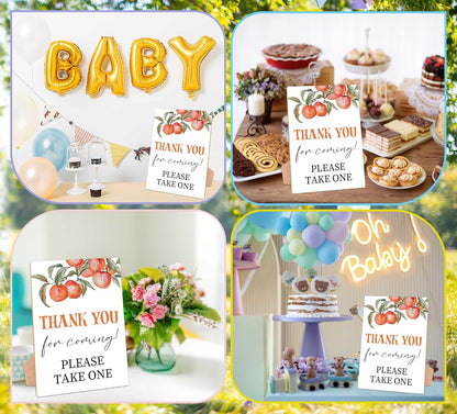 Peach Baby Shower Table Sign, Thank You For Coming Sign, Pack of 1 Wooden Tabletop Sign with Stand, Sweet Peach Baby Shower Supplies, Gender Reveal Party Decorations - RG55