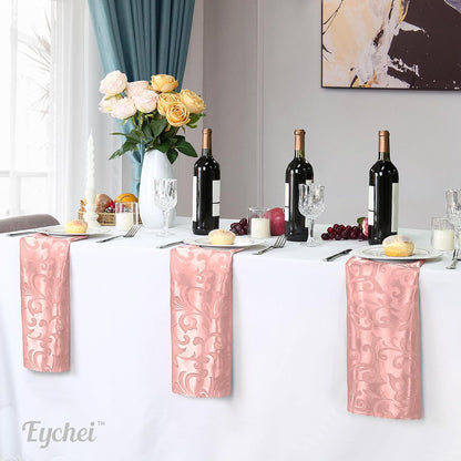 12 Pack Rose Gold Damask Satin Napkins 17 x 17 Inch