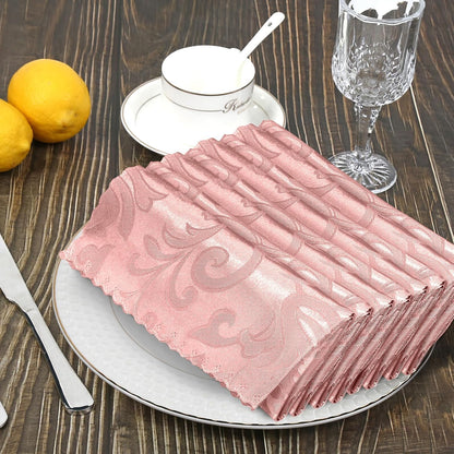 12 Pack Rose Gold Damask Satin Napkins 17 x 17 Inch
