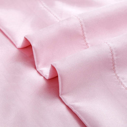 Satin Bed Sheets Set, California King Sheets, 4 Pieces, Pink