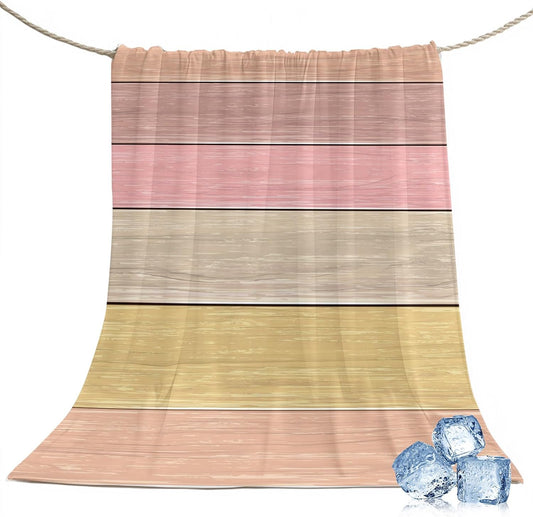 50"x60" Standard Throw Cooling Blanket Peach Pink Wood Grain Ice Silk Lightweight Breathable Soft Summer Blanket for Hot Sleepers Couch Bed Sofa Camping Farmhouse Wooden Plank