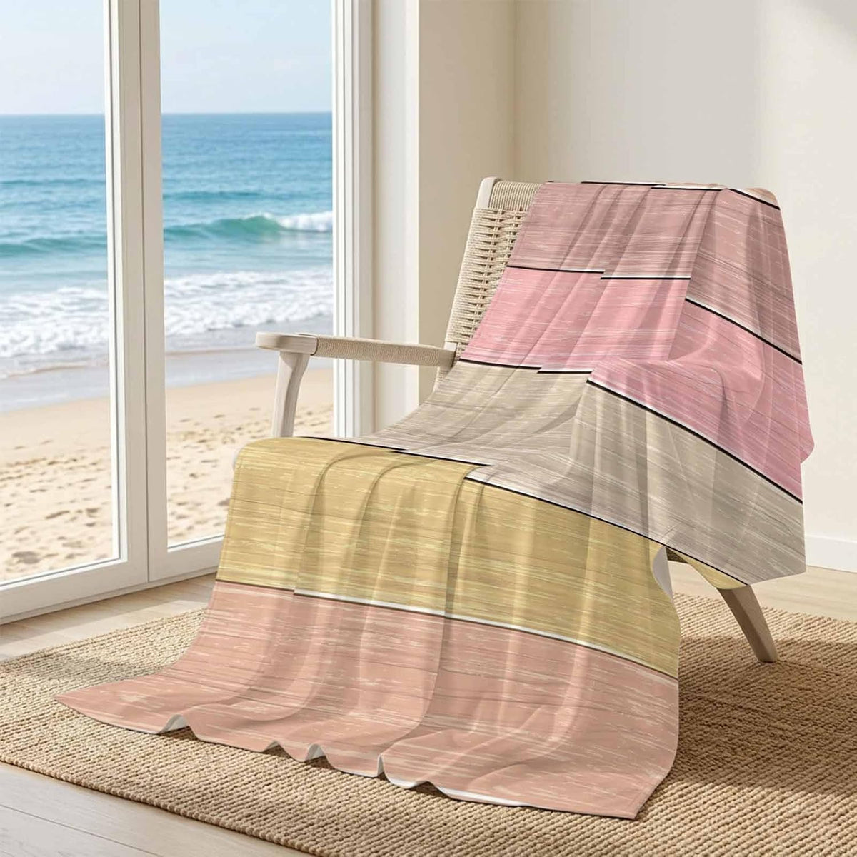 50"x60" Standard Throw Cooling Blanket Peach Pink Wood Grain Ice Silk Lightweight Breathable Soft Summer Blanket for Hot Sleepers Couch Bed Sofa Camping Farmhouse Wooden Plank