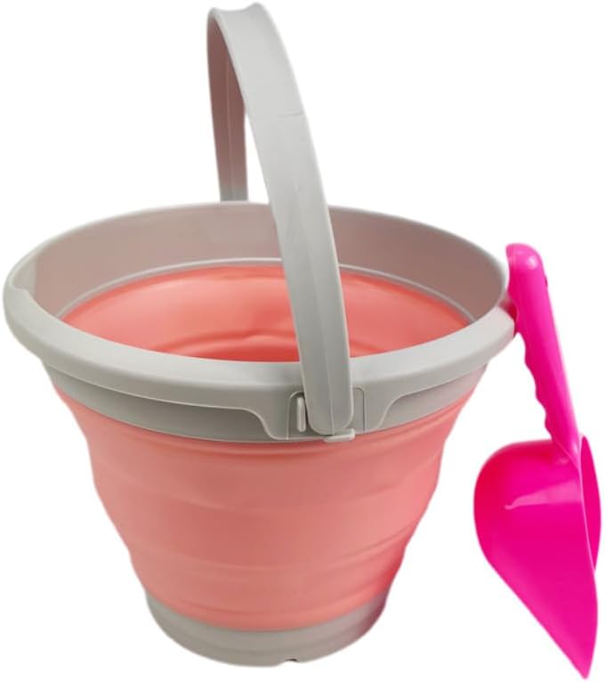 5.5L (1.4 Gallon) Collapsible Plastic Bucket (Grey/Quartz Pink, 1)