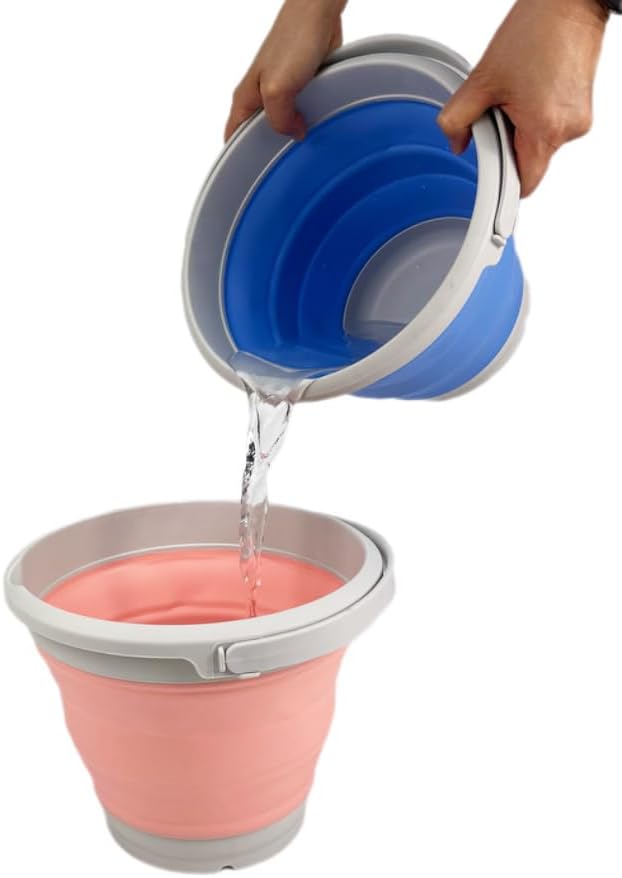 5.5L (1.4 Gallon) Collapsible Plastic Bucket (Grey/Quartz Pink, 1)
