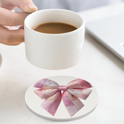 Light Pink Bow Balloon Patchwork Embroidery Coasters Set of 4 Absorbent Coasters