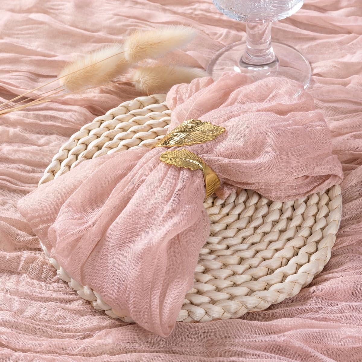 Socomi Pink Cheesecloth Napkins Summer Cheese Cloths Gauze Set of 10 Boho Washable Dinner Table Napkins for Wedding Party Baby Shower Birthday Party Decor
