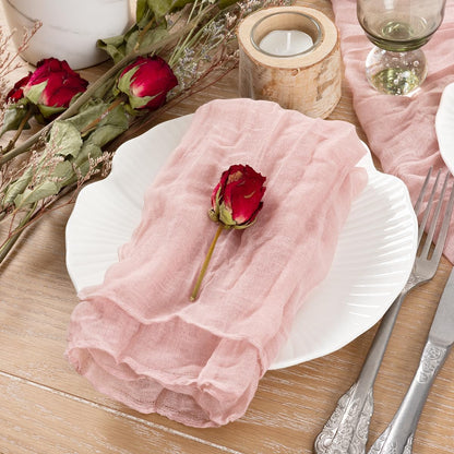 Socomi Pink Cheesecloth Napkins Summer Cheese Cloths Gauze Set of 10 Boho Washable Dinner Table Napkins for Wedding Party Baby Shower Birthday Party Decor