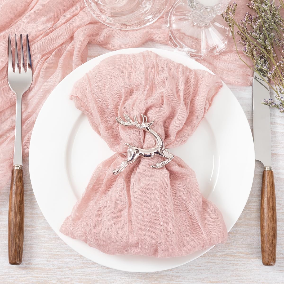 Socomi Pink Cheesecloth Napkins Summer Cheese Cloths Gauze Set of 10 Boho Washable Dinner Table Napkins for Wedding Party Baby Shower Birthday Party Decor