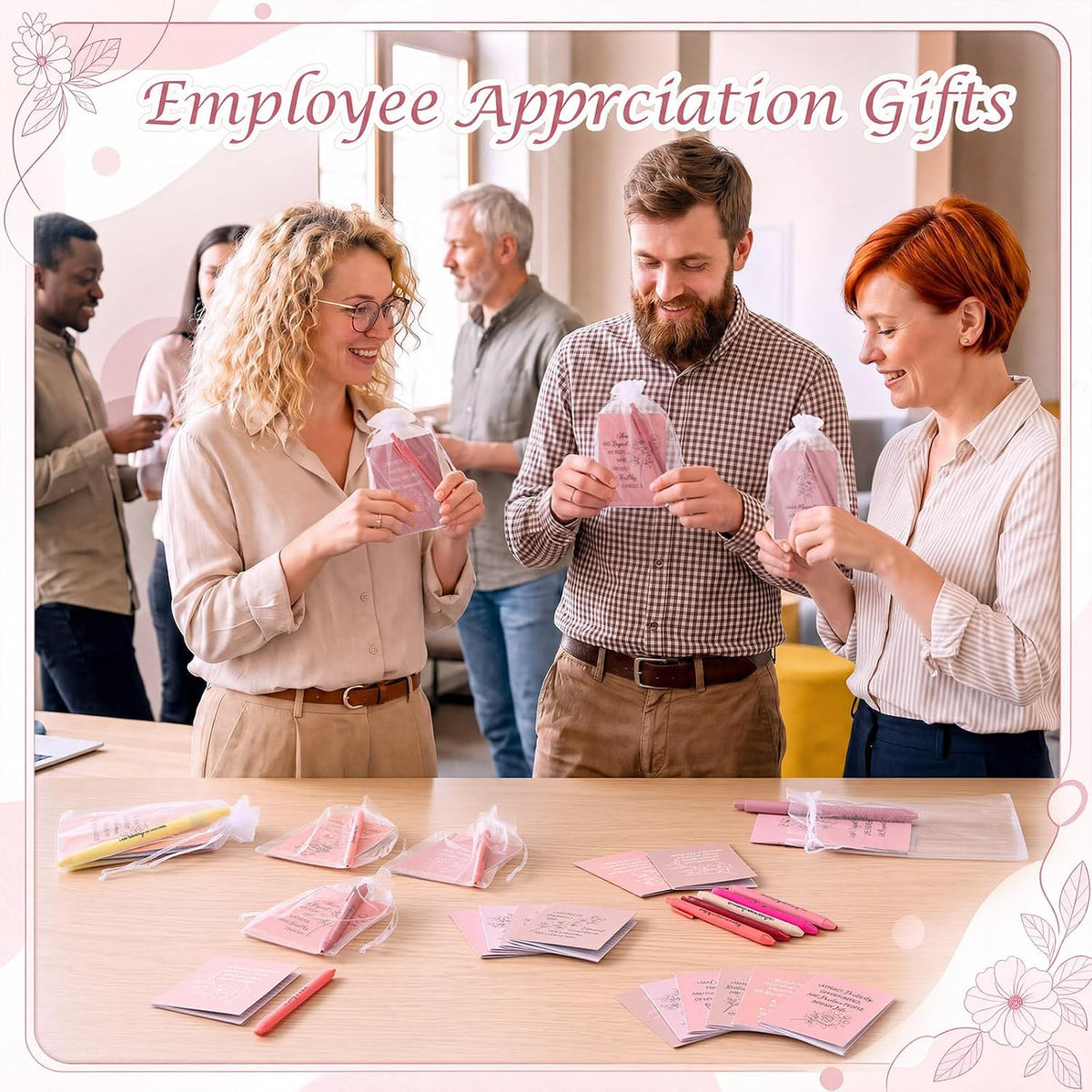 24 Pcs Affirmation Notebooks Pens Bulk Gifts, Gratitude,Pink