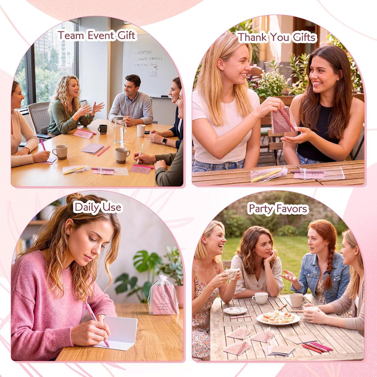 24 Pcs Affirmation Notebooks Pens Bulk Gifts, Gratitude,Pink