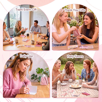 24 Pcs Affirmation Notebooks Pens Bulk Gifts, Gratitude,Pink