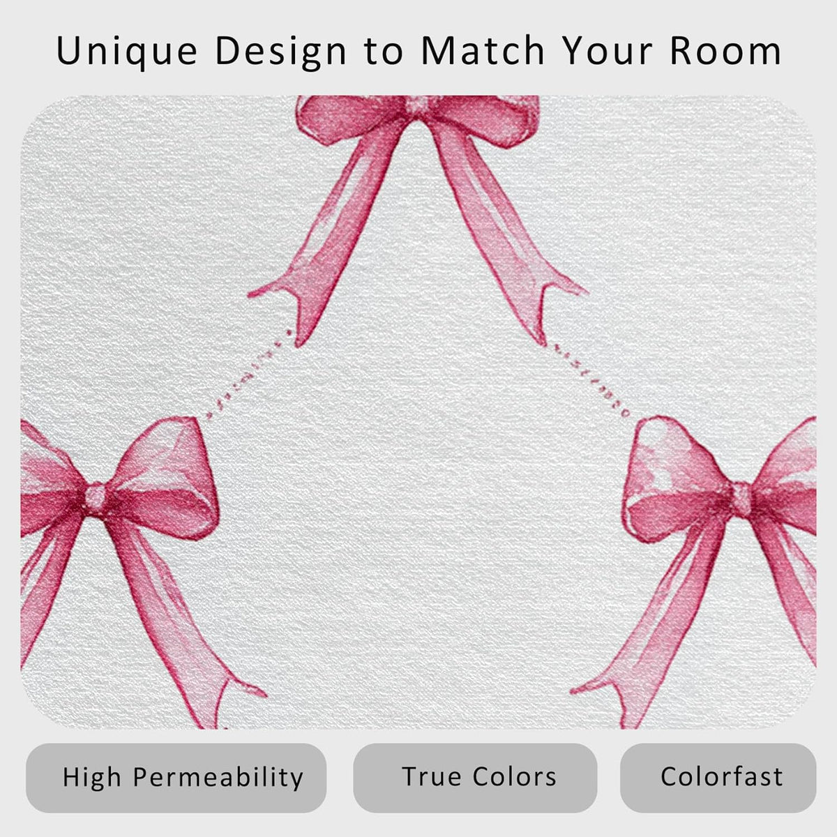 Pink Bow Throw Rug for Entryway, Washable Non Slip, 2x3 Small Indoor Doormat Bowknot Kids Boys Girls Design for Bedroom Kitchen, Pink Bow Home Decor Door Mat, Low Pile Soft