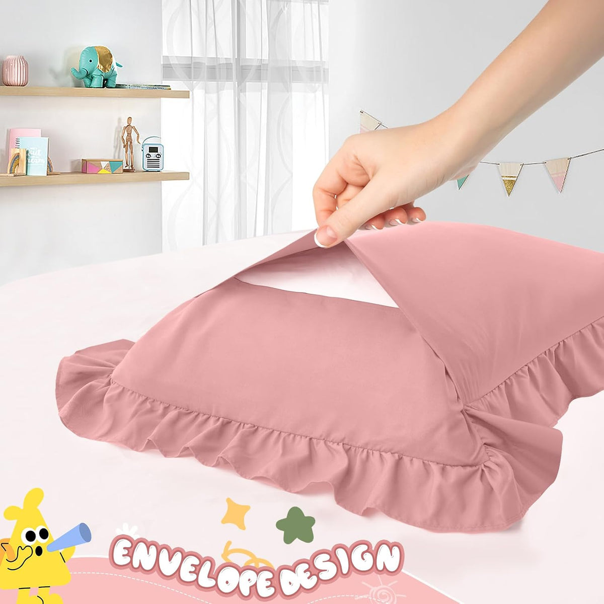 13"x18" Toddler Pillow Cases Set of 2, Pink