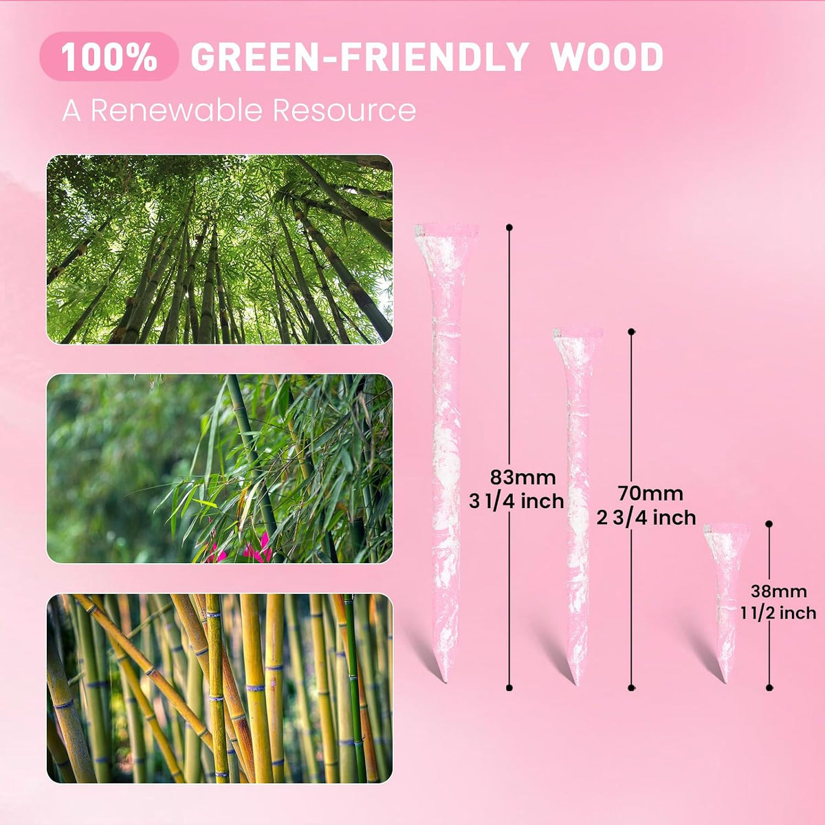 Golf Tees Wooden Stylish Painted 50 Pack