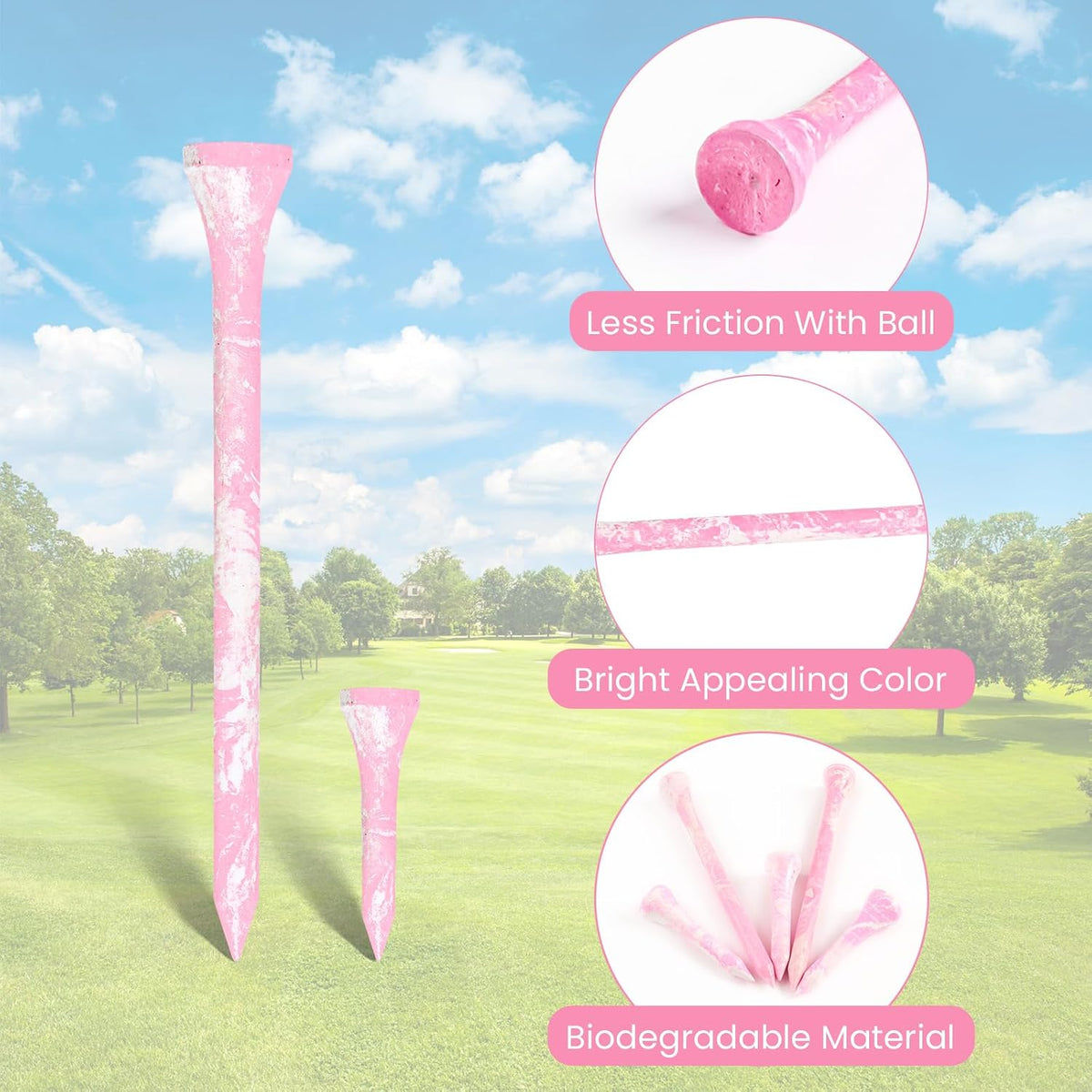Golf Tees Wooden Stylish Painted 50 Pack