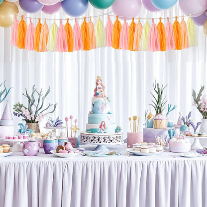 Peach Pink & Orange Tassel Garland Banner – 40 PCS Paper Tassels for Birthday, Wedding, Baby Shower, Bridal Shower, and Party Decorations