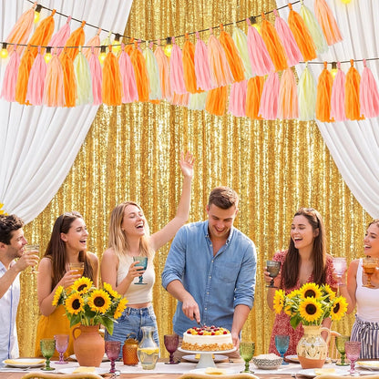 Peach Pink & Orange Tassel Garland Banner – 40 PCS Paper Tassels for Birthday, Wedding, Baby Shower, Bridal Shower, and Party Decorations