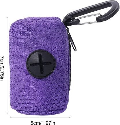 Pink Pet Trash Bag Holder Poop Bag Dispenser MeshFabric Pooper Bag Dispenser LeashHook Pet Waste Bag Holder Pet Supplies