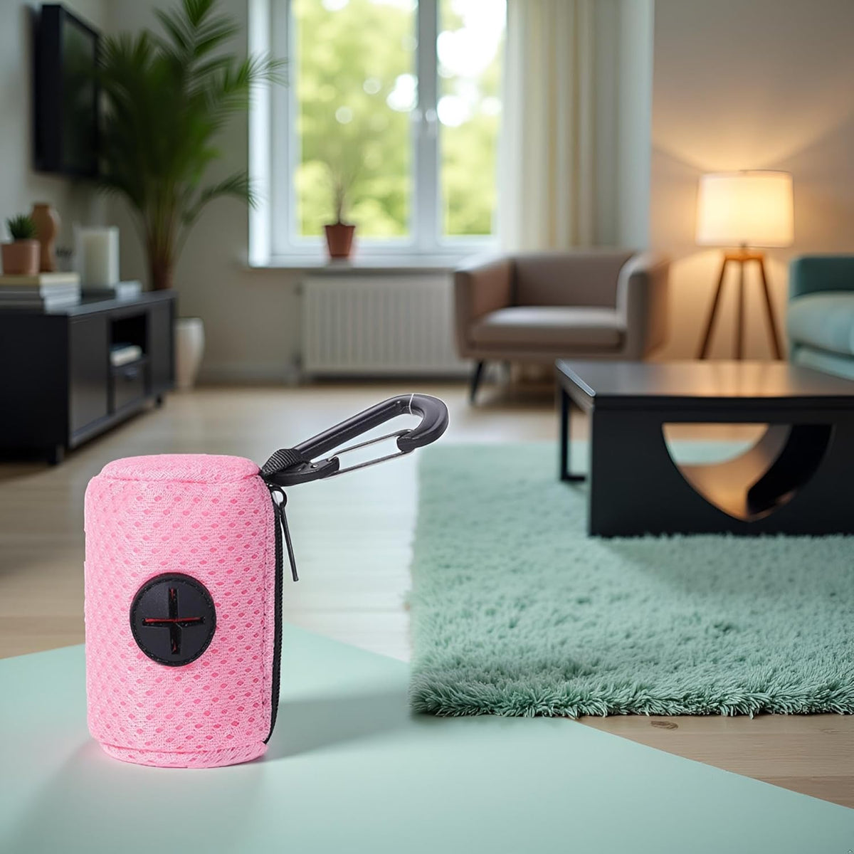 Pink Pet Trash Bag Holder Poop Bag Dispenser MeshFabric Pooper Bag Dispenser LeashHook Pet Waste Bag Holder Pet Supplies