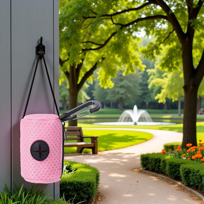 Pink Pet Trash Bag Holder Poop Bag Dispenser MeshFabric Pooper Bag Dispenser LeashHook Pet Waste Bag Holder Pet Supplies