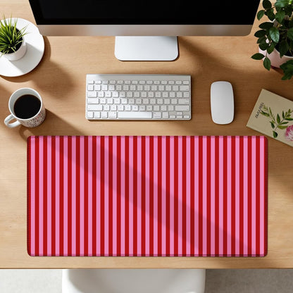 Pink Red Striped Desk Mat Cute Pastel XXL Large Gaming Mouse Pad Desk Pad Kawaii Aesthetic Cozy Keyboard Laptop Computer Mat Home Office Decor for Women