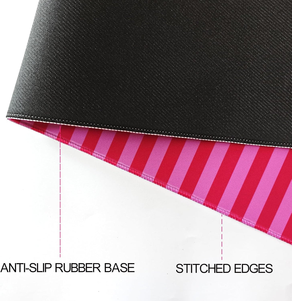Pink Red Striped Desk Mat Cute Pastel XXL Large Gaming Mouse Pad Desk Pad Kawaii Aesthetic Cozy Keyboard Laptop Computer Mat Home Office Decor for Women