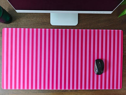 Pink Red Striped Desk Mat Cute Pastel XXL Large Gaming Mouse Pad Desk Pad Kawaii Aesthetic Cozy Keyboard Laptop Computer Mat Home Office Decor for Women