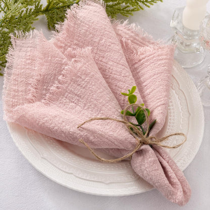 Socomi Set of 6 Linen Napkins Dusty Rose Easter Spring Cloth Napkins Washable Cotton Dinner Napkins Fringe 17"x17" for Wedding Party Bridal Baby Shower Birthday Table Decorations