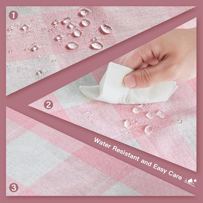 Pink and White Table Cloth Rectangle Table Cover 71"x55"